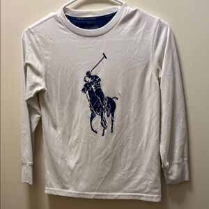Polo by Ralph Lauren White Long Sleeve Tee with Navy Logo
